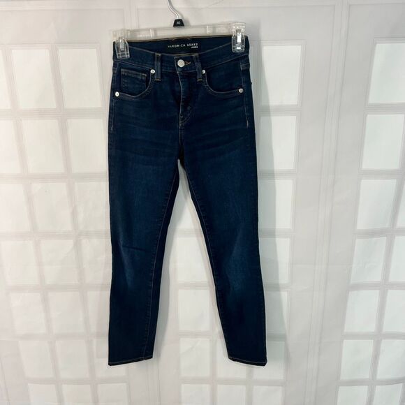 Veronica Beard Debbie Ankle-Crop Skinny Jean Dark river Blue Jean size 23 or 000 - Picture 3 of 11